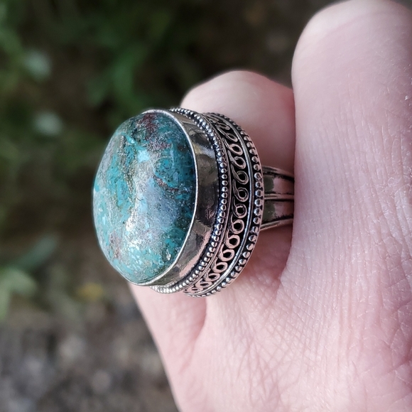 New Chrysocolla 925 Silver Ring. - Picture 12 of 16